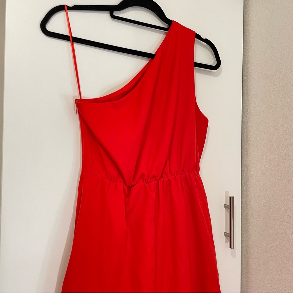 NWT Sam Edelman Cady One Shoulder Satin Midi Dress in Coral Size 8 - Picture 5 of 10